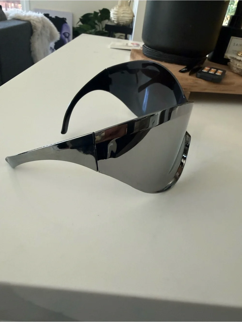 Futuristic Chrome Shield Visor Sunglasses | Festival Y2K Silver Mirror